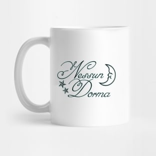 Nessun dorma with moon and stars - turquoise glow Mug